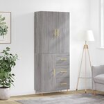 vidaXL Buffet haut Sonoma gris 69 5x34x180 cm Bois d'ingénierie