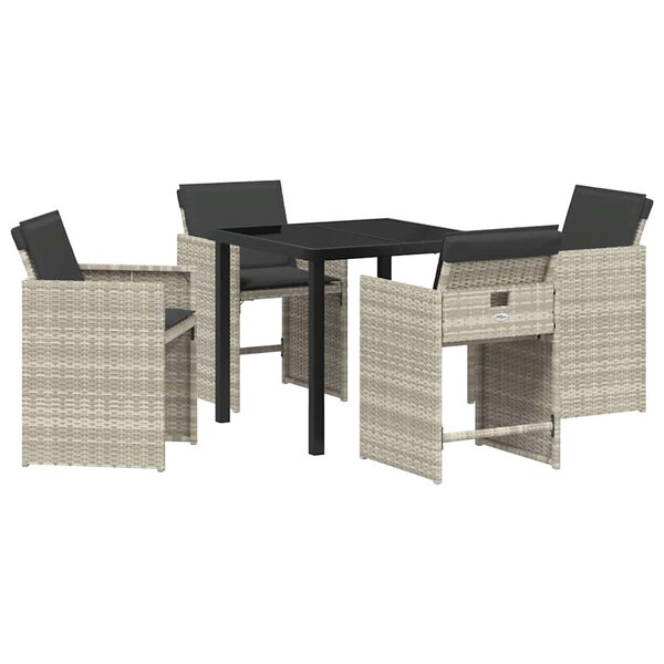 vidaXL Ensemble de salle à manger pour jardin Pliant 5 Pièces Gris clair