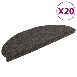 vidaXL Tapis d'escalier autocollants 20 pièces 65 x 21 x 4 cm Anthracite Demi-rond Grand