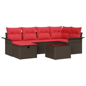 vidaXL Ensemble de canapé de jardin avec coussin 7 Pièces Poly rotin
