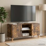 vidaXL Meuble TV Chêne fumé 102 x 34 5 x 50 cm Bois d'ingénierie