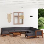 vidaXL Salon de jardin 11 Pièces avec coussins Bois d'acacia solide