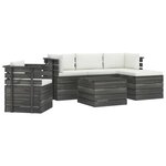 vidaXL Salon palette de jardin 6 Pièces avec coussins Bois de pin massif
