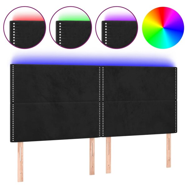 vidaXL Tête de lit à LED Noir 200x5x118/128 cm Velours