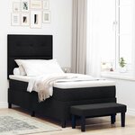 vidaXL Lit à ressorts avec tête de lit Noir 90 x 200 cm tissu