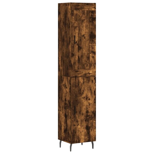 vidaXL Buffet haut Chêne fumé 34 5x34x180 cm Bois d'ingénierie