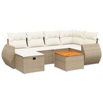 vidaXL Salon de jardin avec coussins 7 Pièces beige résine tressée