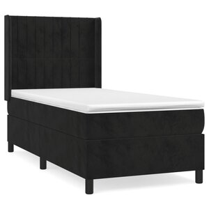 vidaXL Sommier à lattes de lit avec matelas Noir 90x190 cm Velours