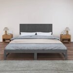 vidaXL Tête de lit murale Gris 185x3x60 cm Bois massif de pin