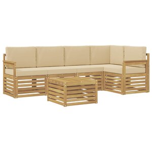 vidaXL Ensemble de canapés d'extérieur 6 Pièces Blanc et Beige