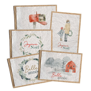 Lot de 5 cartes de Noël scandinaves  ensemencées avec enveloppes