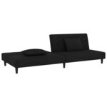 vidaXL Canapé-lit à 2 places avec deux oreillers Noir Velours