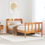 vidaXL Cadre de lit avec tête de lit sans matelas cire marron 90x190cm
