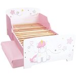 LICORNE Lit 140x70 cm avec lattes avec 2 tiroirs de rangement pour enfant