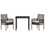vidaXL Ensemble de salle à manger pour jardin 3 Pièces Marron Poly rotin