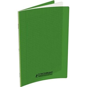 Cahier 24x32cm Grands Carreaux Seyès 140 Pages Couverture Polypro Vert CONQUERANT