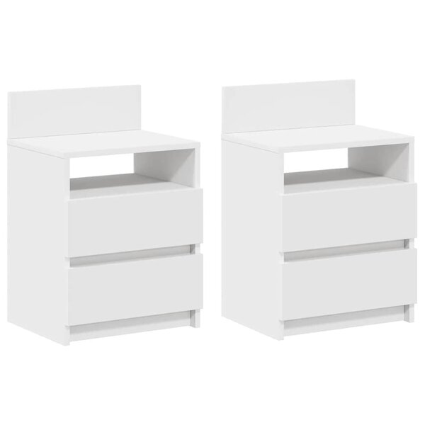 vidaXL Tables de chevet 2 Pièces avec 2 tiroirs blanc 40x33x60 cm