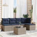vidaXL Salon de jardin 6 Pièces avec coussins gris résine tressée