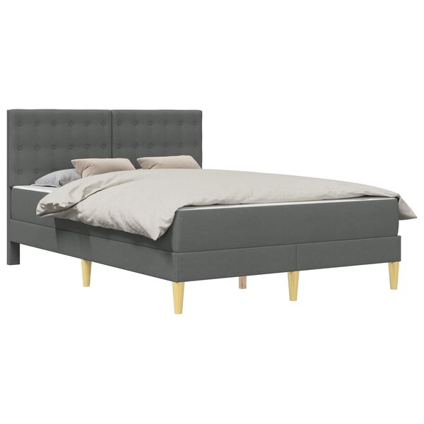 vidaXL Cadre de lit avec matelas Gris foncé 140 x 190 cm Tissu