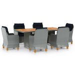 vidaXL Ensemble à manger d'extérieur et coussins 7 Pièces résine tressée