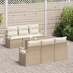 vidaXL Ensemble de canapé de jardin 7 Pièces Beige Poly rotin