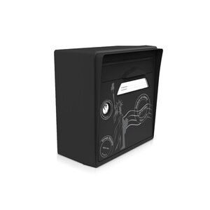 Boîte aux lettres compacte noire – "New York" – fabriquée en France – en résine – ne rouille pas – porte interchangeable