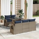 vidaXL Salon de jardin 6 Pièces avec coussins gris résine tressée