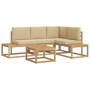 vidaXL Ensemble de canapés d'extérieur 4 Pièce Blanc et Beige