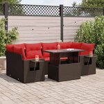 vidaXL Salon de jardin avec coussins 7 Pièces gris résine tressée acacia