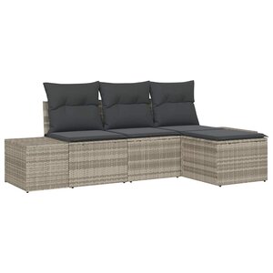 vidaXL Ensemble de canapé de jardin 4 Pièces Gris clair Poly rotin
