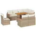 vidaXL Salon de jardin avec coussins 9 Pièces beige résine tressée acacia