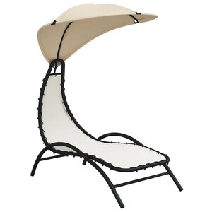 vidaXL Chaise longue avec auvent crème 167x80x195 cm tissu et acier