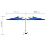 vidaXL Parasol double avec mât en acier Bleu azuré 600 cm