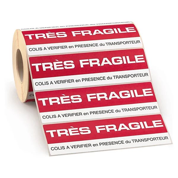 Étiquettes d'expédition très fragile (lot de 500)