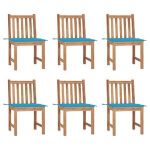 vidaXL Chaises de jardin lot de 6 avec coussins Bois de teck massif