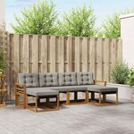 vidaXL Ensemble de canapés d'extérieur 6 Pièces Gris Naturel et Clair