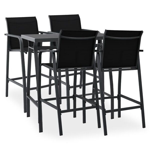 vidaXL Ensemble de bar de jardin 5 Pièces Noir
