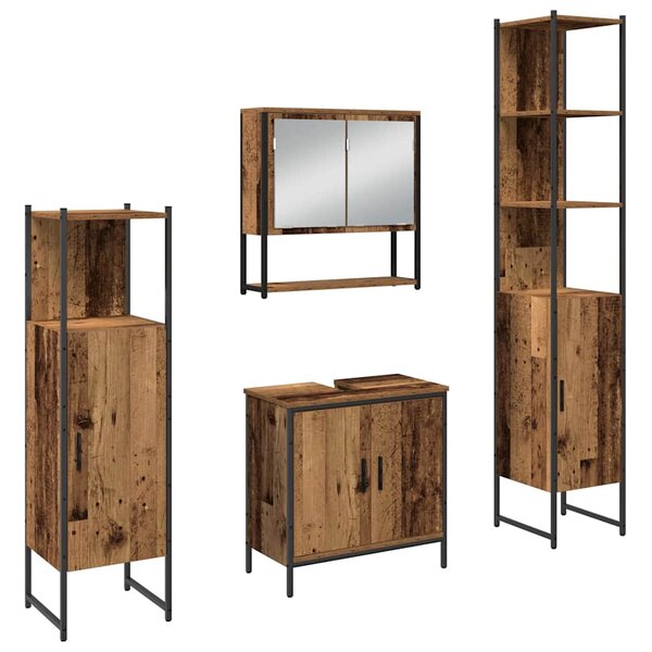 vidaXL Ensemble de mobilier de salle de bain avec porte 4 Pièces Marron