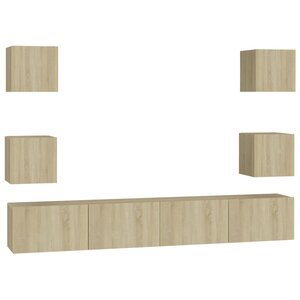 vidaXL Ensemble de meubles TV 6 Pièces Chêne sonoma Bois d'ingénierie