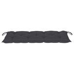 vidaXL Banc de jardin et coussin anthracite 120 cm Bois de teck massif