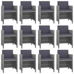 vidaXL Ensemble à manger d'extérieur 13 Pièces coussins rotin anthracite
