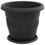 vidaXL Pots de plantes 6 Pièces Noir Ø 26 x 21.5 cm Plastique