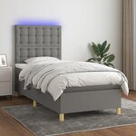 vidaXL Sommier à lattes de lit et matelas et LED Gris foncé 80x200 cm