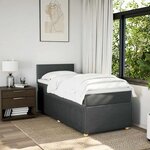 vidaXL Sommier à lattes de lit et matelas Gris foncé 90x190 cm Tissu