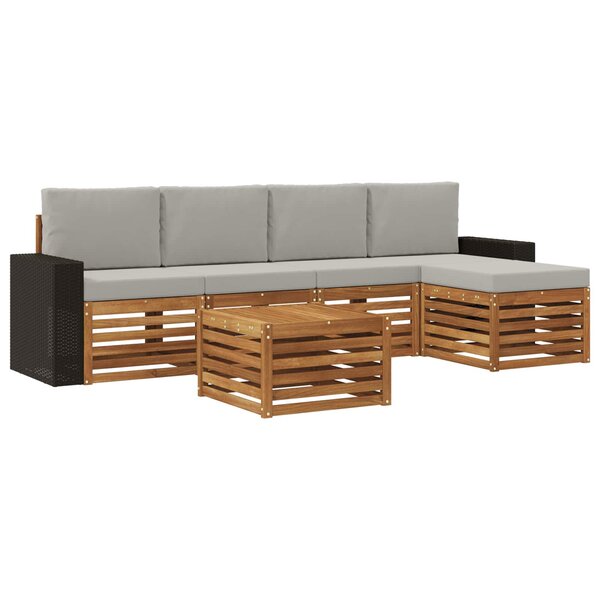 vidaXL Ensemble de canapés d'extérieur 6 Pièces Naturel et gris clair