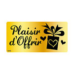 Lot de 1000: étiquette cadeau adhésive or plaisir d'offrir 34x19 mm