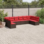 vidaXL Salon de jardin 10 Pièces avec coussins marron résine tressée