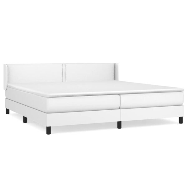 vidaXL Sommier à lattes de lit avec matelas Blanc 200x200cm Similicuir