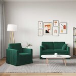 vidaXL Canapé 2 Pièces Vert foncé 138 x 78 x 80 cm Velours