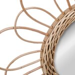 Miroir fleur en rotin - Ø 38 cm - Beige